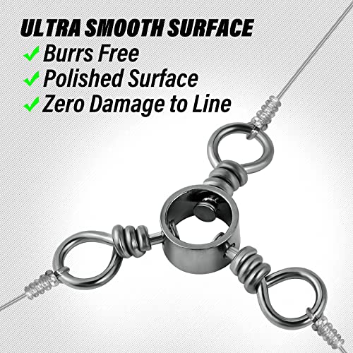 Dr.Fish 50 Pack 3 Way Swivel Fishing Tackle 30-220Lb Catfish Swivels Three Way Rigs Freshwater Saltwater Catfish Tackle - size: #6(33Lb)-50 Pack