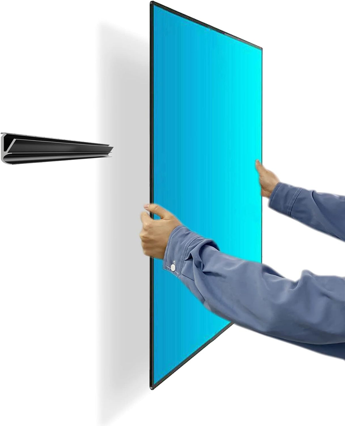 No Stud TV Wall Mount, Drywall Studless TV Hanger No Damage, No Drill, Non Screws, Dry Wall Flat Screen TVs Easy Install Bar Bracket fits VESA 12-55 inch TVs up to 99 lbs, Include Hardware Levels