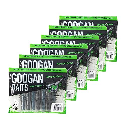 Googan Squad Krackin' Craw Soft Plastic Crawfish Bait for Bass Fishing – Patented V-Ridge Claws, Salt-Injected, Slaunch Sauce Scent (6pk) - color: Okeechobee Craw, size: 3"