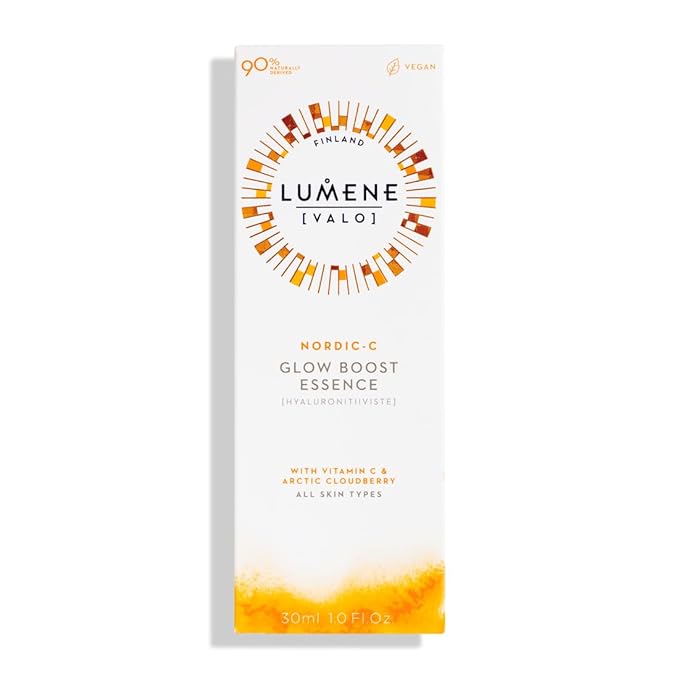 Lumene Nordic-C [Valo] Glow Boost Essence Serum for Face, Glow Up Vitamin C Serum with Hyaluronic Acid and Antioxidants, Enhancing Skin Hydration, 1 fl oz