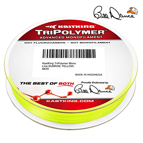KastKing TriPolymer Advanced Monofilament Fishing Line, Low Light Refraction, Super Smooth, Highly Abrasion Resistant, Triple Cross Head Extrusion Process Fishing Line - color: SUNRISE YELLOW, size: 12LB-300Yds
