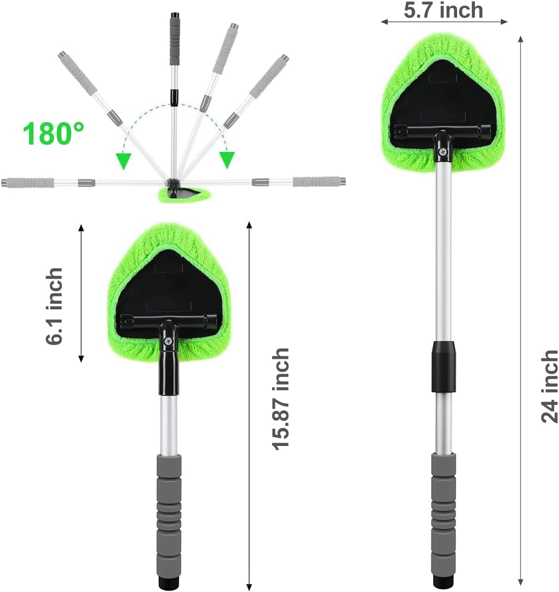 XINDELL 24-inch Windshield Cleaner Tool – Upgrade Large Head Car Interior&Exterior Window Cleaning Kit with Extendable Handle & 4 Microfiber Pads, Auto Wiper Brush for Car, Trucks, SUVs, RVs & Home