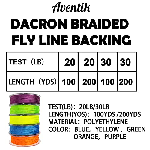Aventik Dacron Braided Fly Line Backing 100Y/200Y 20LB/30LB - color: Green, size: 20LB,100YARD