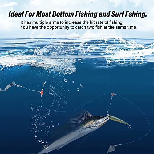 YOTO Fishing Leaders,Saltwater Tackle Rig with Swivels Snap, High-Strength Fishing Wire Gear Equipment for Lures Bait Or Hooks,1Arm and 2Arm - color: Blue Stainless Steel Leaders, style: 1arm，24pack