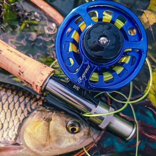 Raprance Fly Fishing Reel,CNC-Machined Aluminum Alloy Fly Reel Large Arbor Fly Reel, 3/4, 5/6, 7/8 wt Blue - size: 3/4wt