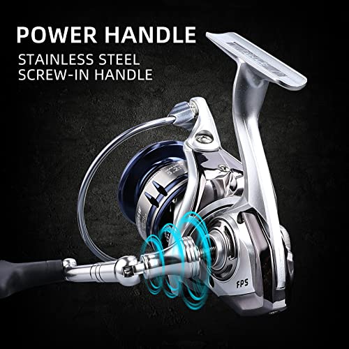 Saltwater Spinning Reel,13+1BB Ultra Smooth Saltwater Fishing Reels,Powerful Carbon Drag,CNC Aluminum Spool & Handle - color: silver&blue, size: 1000