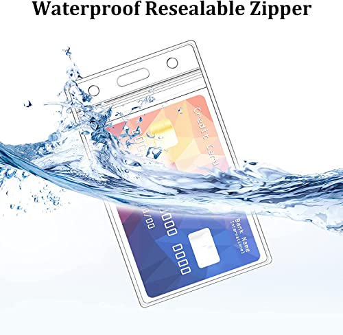 Thick ID Card Name Badge Holder Heavy Duty Waterproof Clear Plastic PVC Vertical Sleeve Pocket Resealable (Vertical, 20 Pcs) - color: Vertical, size: 20 Pcs