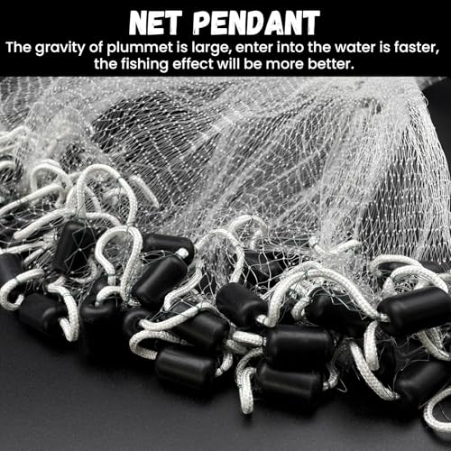 Fishing Cast Net Saltwater Casting Net 3/8 Mesh with Heavy Duty Black Weights Monofilament Throw Nets for Fishing Bait with Bag 4FT 5FT 6FT 8FT 10FT 12FT Radius - size: 3/8 Mesh, 8Ft