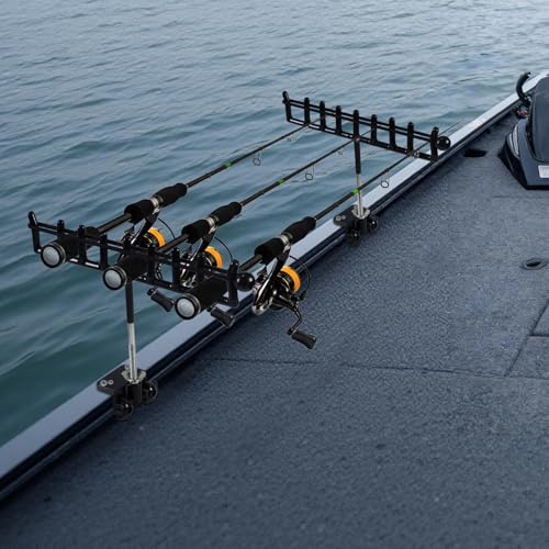 2PCS Marine Storage Rod Holder - Stainless Steel Multi-Rod Rack with Adjustable Clamps for Boat Railing