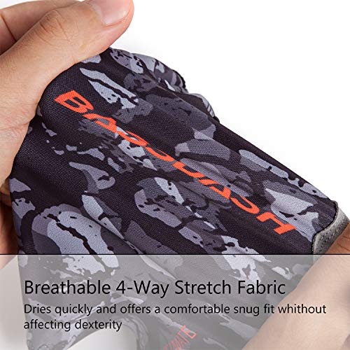 Bassdash ALTIMATE UPF 50+ Sun Protection Fingerless Fishing Gloves Men - color: Black Camo, size: Large