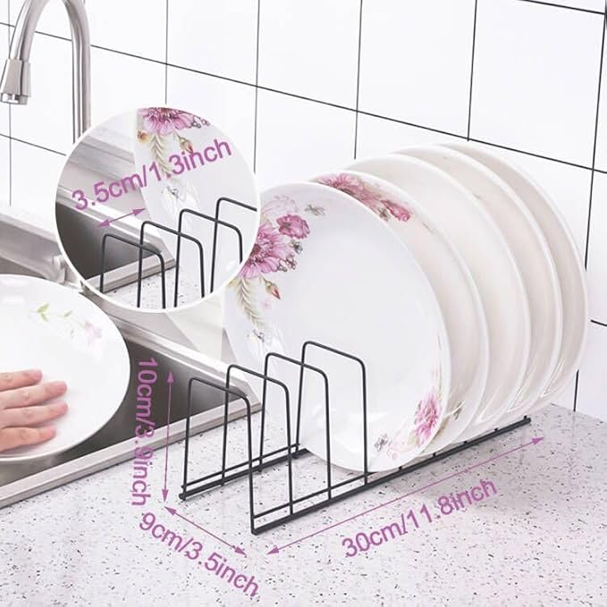 4 Pack Pot Lid Holder Kitchen Pot Lid Organizer Cabinet Rack Suitable for Bakeware, Dish, Plate, Pots & Pans, Cutting Boards, Serving Trays, Reusable Containers in Cabinet Pantry (Black)