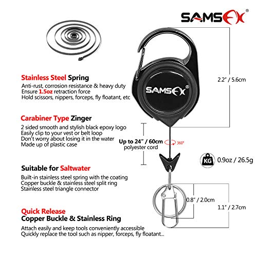 SAMSFX Fishing Pliers, Muti-Function Fly Fishing Tools, 8" Saltwater Resistant Gear Hook Remover Split Ring Tungsten Cutters, with Lanyard & Sheath - color: Red Fishing Pliers with Quick Knot Tool