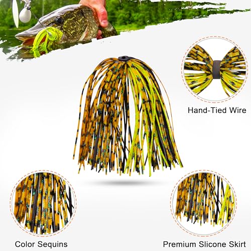 OROOTL Silicone Jig Skirts Spinnerbait Skirt Replacement Bass Fishing Lures for DIY Spinner Baits Buzzbaits Squid Jig Accessories - color: C-Skirts-12pcs