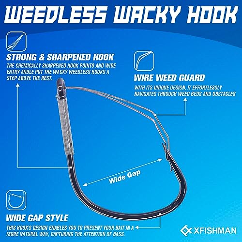 Weedless Wacky Rig Hooks Bass Fishing Hooks for Wacky Rigging Worm Lure - size: 2/0 25-Pack