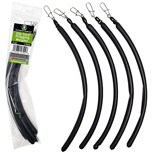 Slip Stick Dragging Weights, No-Snag Sinkers for Dragging, Trolling, Drift, Bottom Bouncing. Curved Flexible Trolling Lead - size: 4oz, 5-Pack