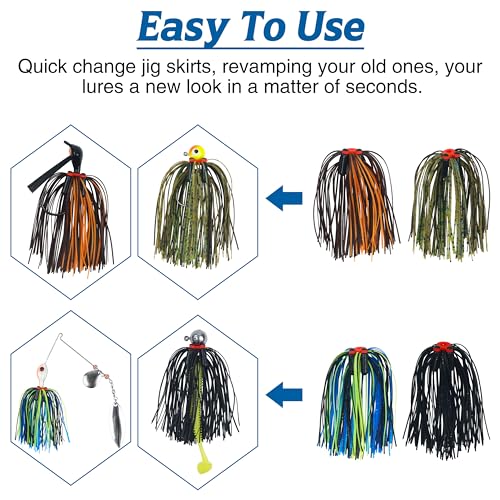 Silicone Spinnerbait Skirts Replacement Jig Skirts Kit with Tube Rattles, 12/18/24 Bundles DIY Fishing Lures Buzzbait Spoon Blade Squid Jig Fly Tying Material - size: 6pcs