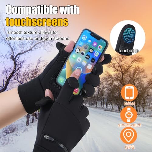Winter Gloves for Men Women Waterproof Glove,Touchscreen Gloves Thermal Snow Gloves for Running Cycling - size: Large