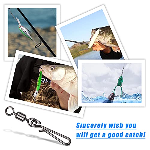 AGOOL Fishing Swivels Snaps Fishing Quick Clips, 60/200pcs Rolling Barrel Swivels with Quick Clips Snaps Swivels High Strength Speed Clips Connector Freshwater Saltwater Fishing Tackle - color: 8#-60pcs
