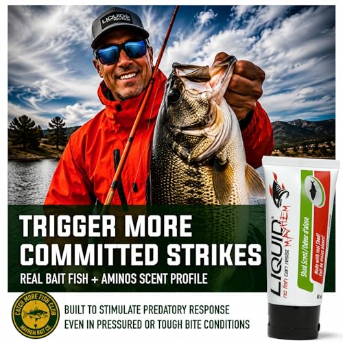 Liquid Mayhem Shad Fish Attractant Gel 60 ml / 2 oz · 60 Uses – Real Anchovy Bait & Aminos | UV-Enhanced Long-Lasting Gel – All Lure Types - size: 1-Pack