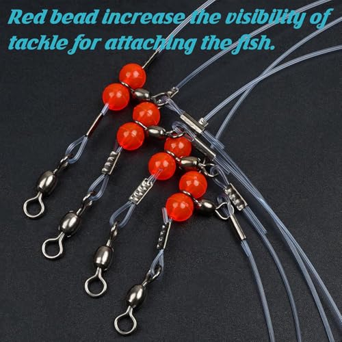 Fishing Leader Rigs Saltwater Tackle Rigs with Swivels Snaps, High Strength Wire Leaders Rigging Surf Fishing Gear Equipment for Lures Bait Hooks Catfish Walleye - color: Blue Nylon Leader, size: 24PCS, style: 1 Arm