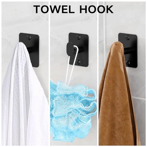 Matte Black Bathroom Accessories Set, KLJKPA 4 Pieces Bathroom Hardware Set, 24 inch Towel Bar, Towel Racks for Bathroom, Robe Towel Hooks, Toilet Paper Holder Wall Mounted