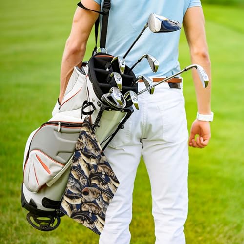 Fish Pattern Print Golf Towel 16" X 24" with Clip Golfer Bags Accessories Gifts - color: Fish Pattern Print
