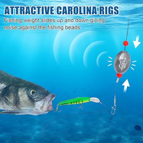 SILANON Flounder Grouper Rig Saltwater, Carolina Rig Catfish Rig Saltwater Bottom Surf Fishing Rig Steel Wire Leader with Egg Sinker Weight Swivel Snap for Catfish Grouper Drum Redfish - size: 1.5oz-4pcs