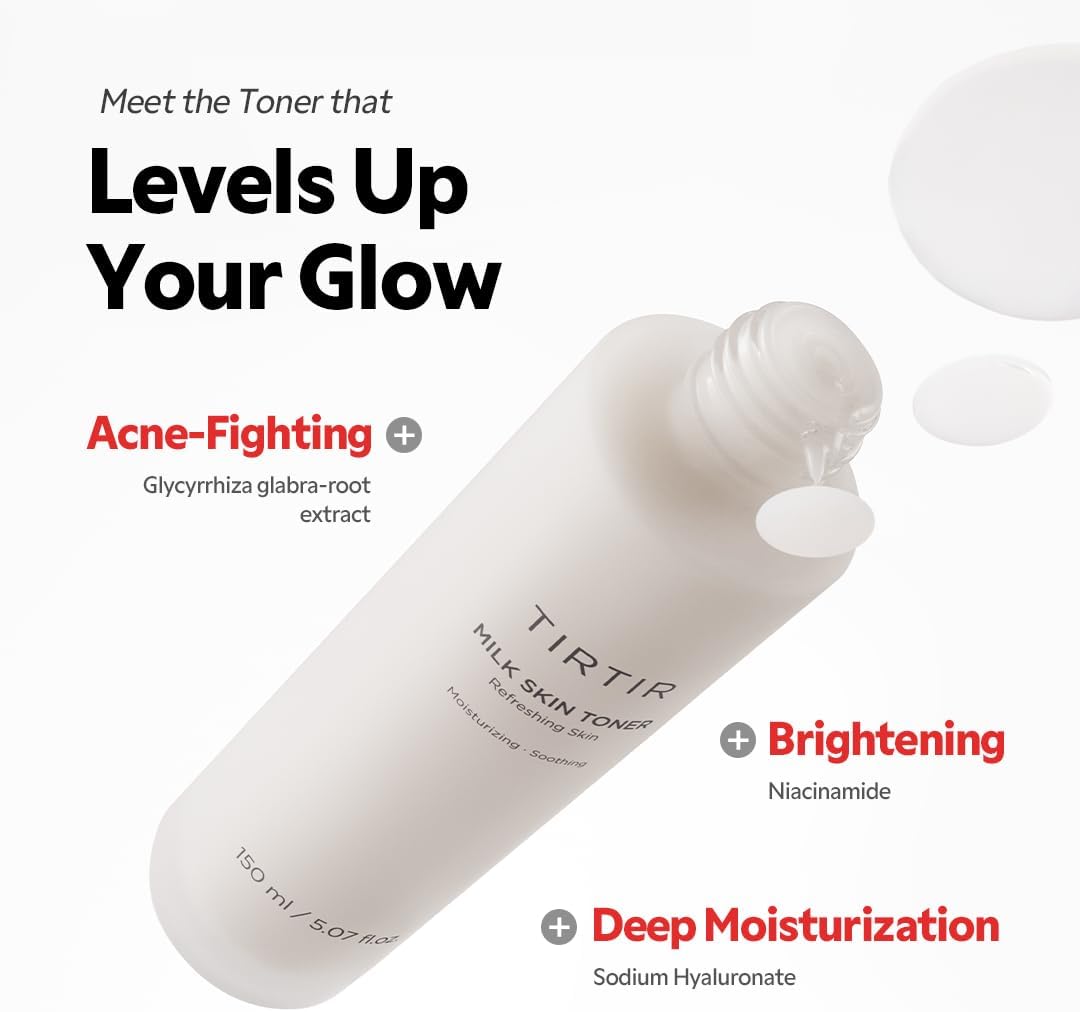 TIRTIR Milk Skin Rice Toner - Deep Moisturizing, Hydrating and Refreshing for face, Niacinamide, Ceramide, Rice Bran Extract, Nature-Oriented Ingredients, Korean Skin Care, Vegan, 150ml / 5.07 fl.oz.