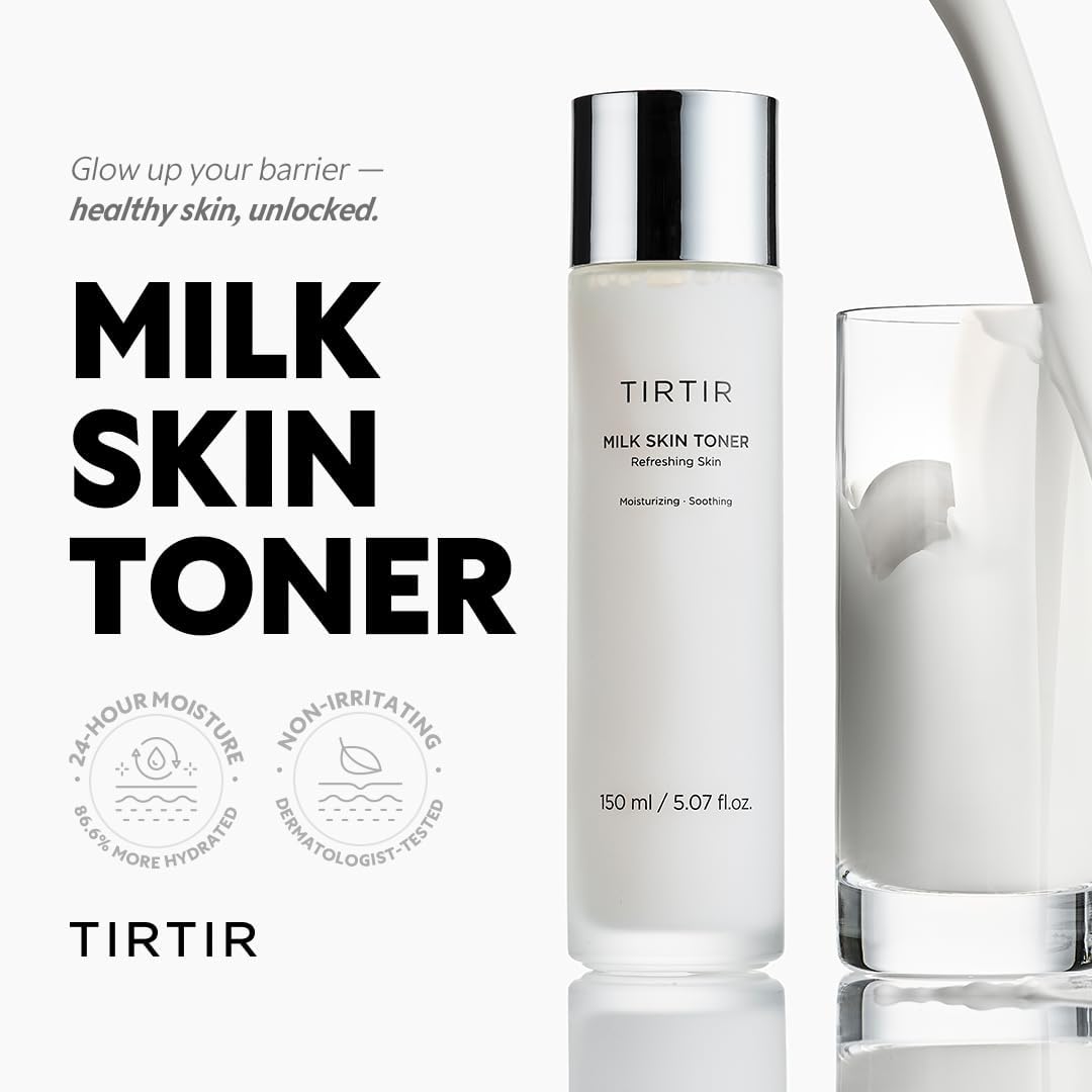 TIRTIR Milk Skin Rice Toner - Deep Moisturizing, Hydrating and Refreshing for face, Niacinamide, Ceramide, Rice Bran Extract, Nature-Oriented Ingredients, Korean Skin Care, Vegan, 150ml / 5.07 fl.oz.