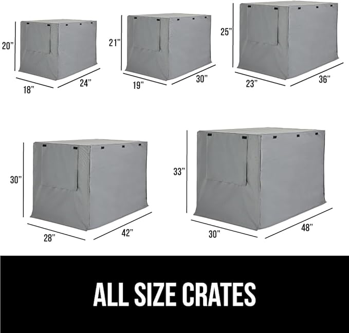 GORILLA GRIP Dog Crate Covers Compatible with Amazon Basics Dog Crates, All Sides Open, Privacy Cover Fits 42" Wire Kennel, Breathable Mesh Windows, Light Reducing Puppy Training Cage Topper, Gray