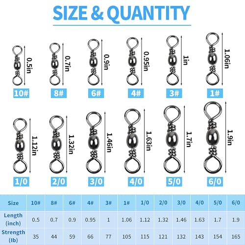 Barrel Swivels Stainless Steel Fishing Swivel Brass Black Nickle Barrel Fishing Swivel Solid Ring Fishing Tackle Line Connector Freshwater Rolling Swivels 35lb-165lb - size: #3 (77lb) 50pcs