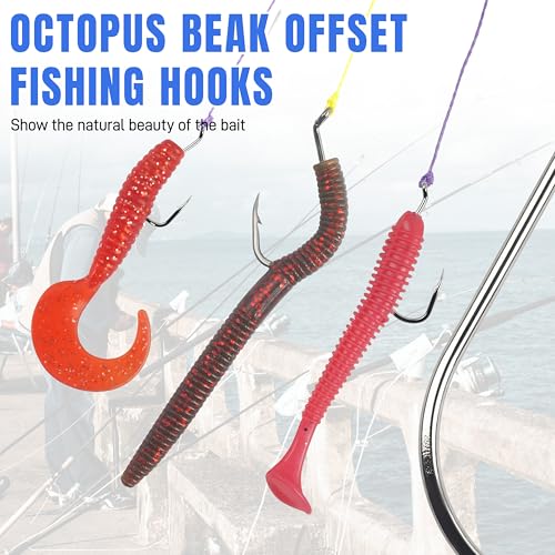 Octopus Fishing Hooks-120pcs Sport Circle Hooks Octopus Beak Offset Fishing Hooks Black High Carbon Steel Fishing Jig Hooks Barbed Fishhook for Saltwater Bass Trout Size8#-9/0 - size: 150pcs-1#