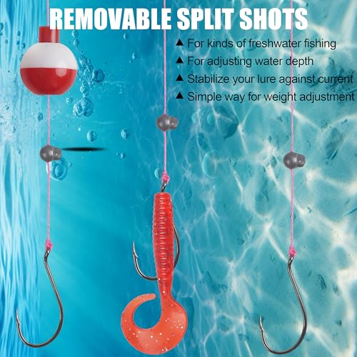 Split Shot Fishing Weights Kit, 180/210pcs Removable Round Fishing Weights Sinkers Clip On Shot Weights Fly Fishing Line Sinkers Fishing Sinkers for Freshwater Saltwater - color: 210pcs-small（0.8g 1g 1.5g 2g 2.5g）
