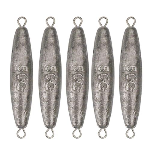 Inline Trolling Sinkers Kit - Double Ring Lead Fishing Weights Casting Sinker Bullet/Olive for Saltwater and Freshwater Fishing - size: 1.75 oz - 5 pcs