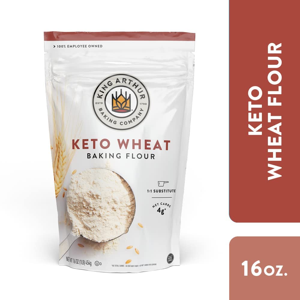 King Arthur Keto Wheat Baking Flour: 1:1 All-Purpose Flour Substitute, 1 lb (Pack of 1) - Low-Carb Baking Solution for Bread & More, Non-GMO, Resealable Bag - Perfect for Keto Diet & Reduced Carb Intake