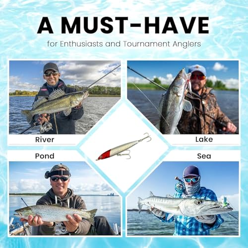 0.49oz/0.35oz Topwater Fishing Lures, 5 Pcs Fishing Lure Saltwater with Storage Box Jerkbait Crankbait Lures for Halibut & Striper Fishing Swimbait for Freshwater and Saltwater Bass Fishing - color: 14g
