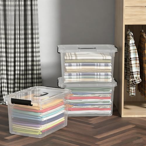 4-Pack 17.5 Quart Plastic Latch Storage Box, Storage Bin with Lids, Clear - size: Large
