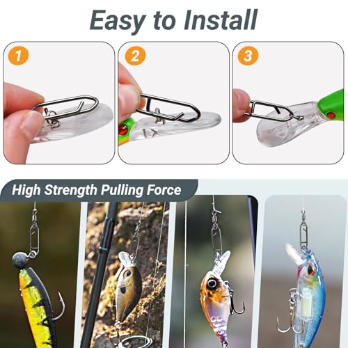QISHUO Stainless Steel Fishing Swivels Lure Tackle Clips Snap Swivels Strength Barrel Saltwater Swivel Fishing Rolling Black Nickel - size: Size 3+M (70lb) 50 pcs