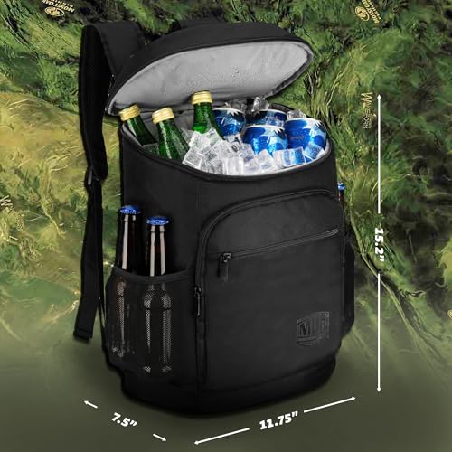 Mossy Oak MLF Fishing Cooler Backpack - Major League Insulated Leak Proof Beverage Coolers Bag - color: Black