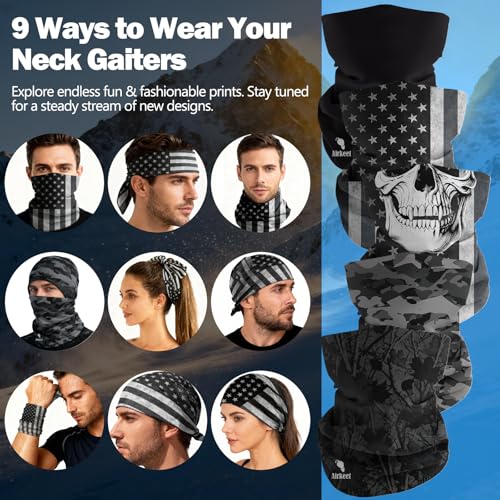 Breathable Neck Gaiter UPF 30+ Sun Protection Face Mask for Men & Women - color: 5pcs-camo-2