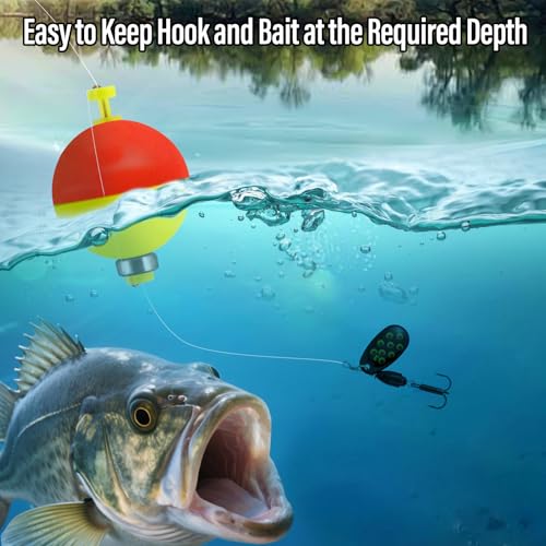 Alwonder 15-Pack Fishing Bobbers Floats, Weighted Bobbers for Fishing Ball EVA Foam Snap-on Floats Corks Floaters Buoys for Crappie Bass Panfish Bluegills Trout - size: #M-1.21in-1/4oz