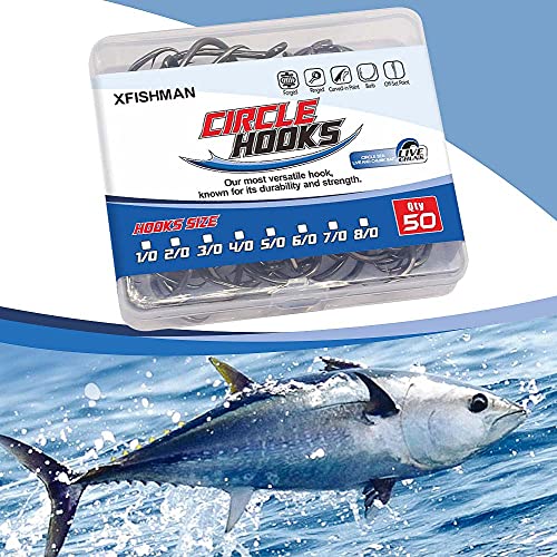 XFISHMAN Circle-Hooks-Fishing-Equipment-Octopus-Hooks-Saltwater-50 Pack #1 –12/0 - color: Black, size: 4/0 50-Pack