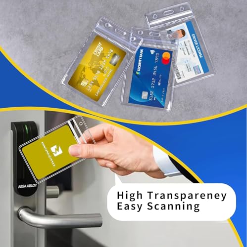 12 Pack Extra Thick ID Card Name Badge Holder Heavy Duty Waterproof Clear Plastic PVC Vertical Sleeve Pocket Resealable(Clear,)- - color: Clear, size: 12 Pack - Vertical