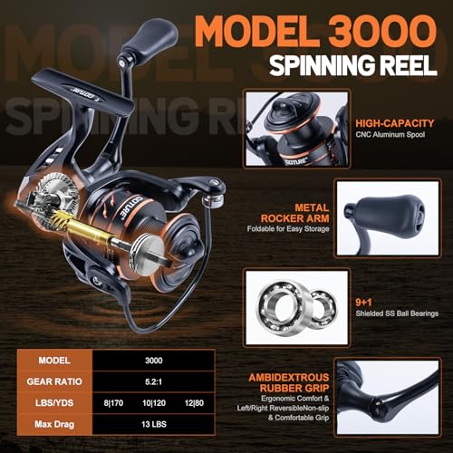 Goture Fishing Rod & Reel Combo-4/6 Piece Fishing Rod Set,Travel Fish Rod | Ultralight Spinning Rod Set w/Fishing Reel, Fishing Tackle Bag, Braided Line, Lures & Hooks Kit - color: Xceed 6 Pieces Rod w/ Soft Fishing Bag, size: 8FT