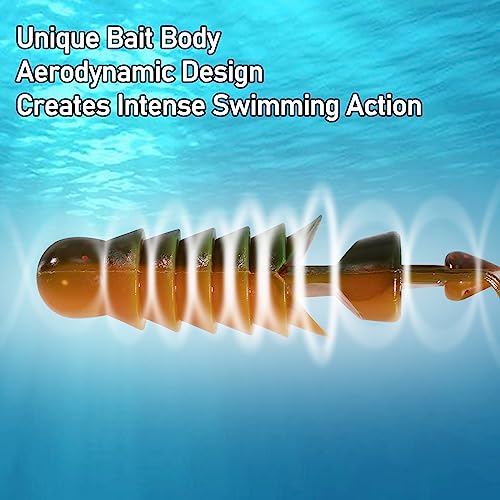 Dr.Fish 10 Pack Grub Fishing Lures 4" Soft Plastic Baits Worm Grub Bass Fishing Lures Swimbait Walleye Saltwater Freshwater - color: Watermelon