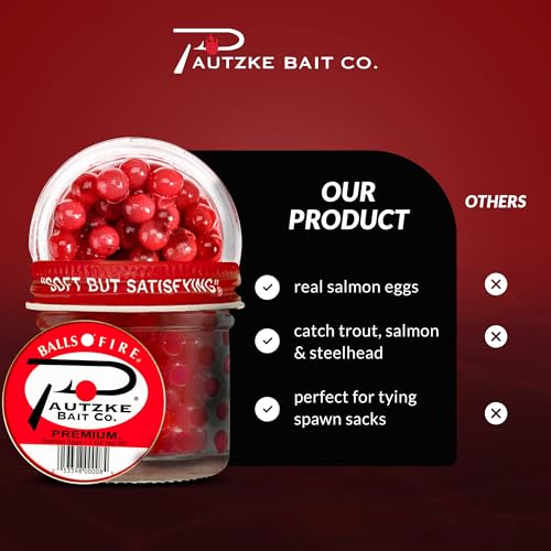 Pautzke Balls O' Fire Salmon Eggs Bait - Real Salmon Eggs for Trout Fishing, Soft Fish Eggs for Salmon Fishing, Can Be Used as Single Egg Salmon Bait or Salmon Egg Sacks - color: 3-Premium