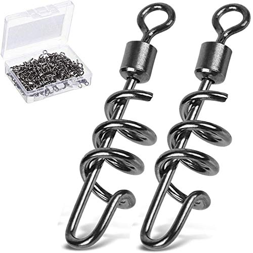 AMYSPORTS Fishing swivels Corkscrew snap swivels Fishing Tackle swivels Saltwater Freshwater Leader Lure jigs line Connector - size: Size4 (77lb) 50 pcs