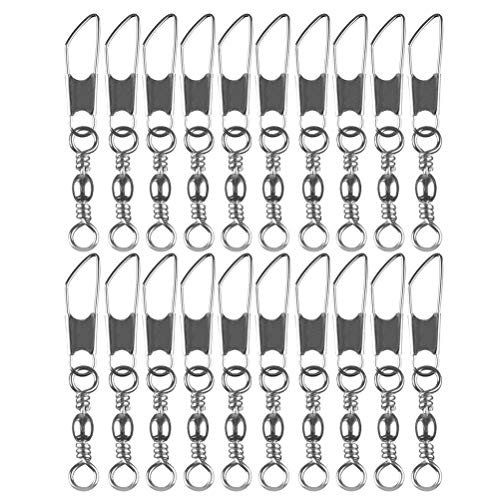 30pcs Eight-Character Fishing Rolling Swivels Fishing Hook Connector Tackle Fishing Rolling Rings (Silver Size 4) - size: 16