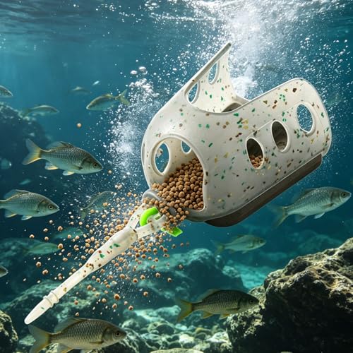 Bait Cage, Fishing Feeder Holder with Weight Openable Lure Container Long Ranges Casting for Powder Live Baits - size: Large Cage A2414 50G