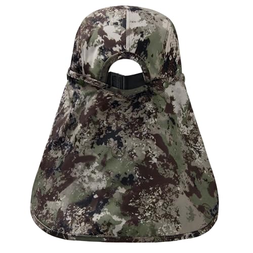 BASSDASH UPF 50+ Foldable Fishing Hat Baseball Cap with Removable Neck Flap Portable for Men Women Golf Hiking - color: Grunge Camo With Foldable Brim